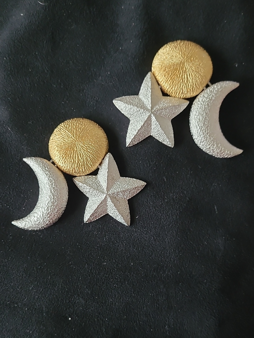 Dior Gold and Silver Star & Moon Drop Earrings